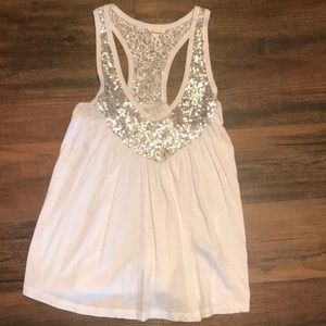 White sequin tank top